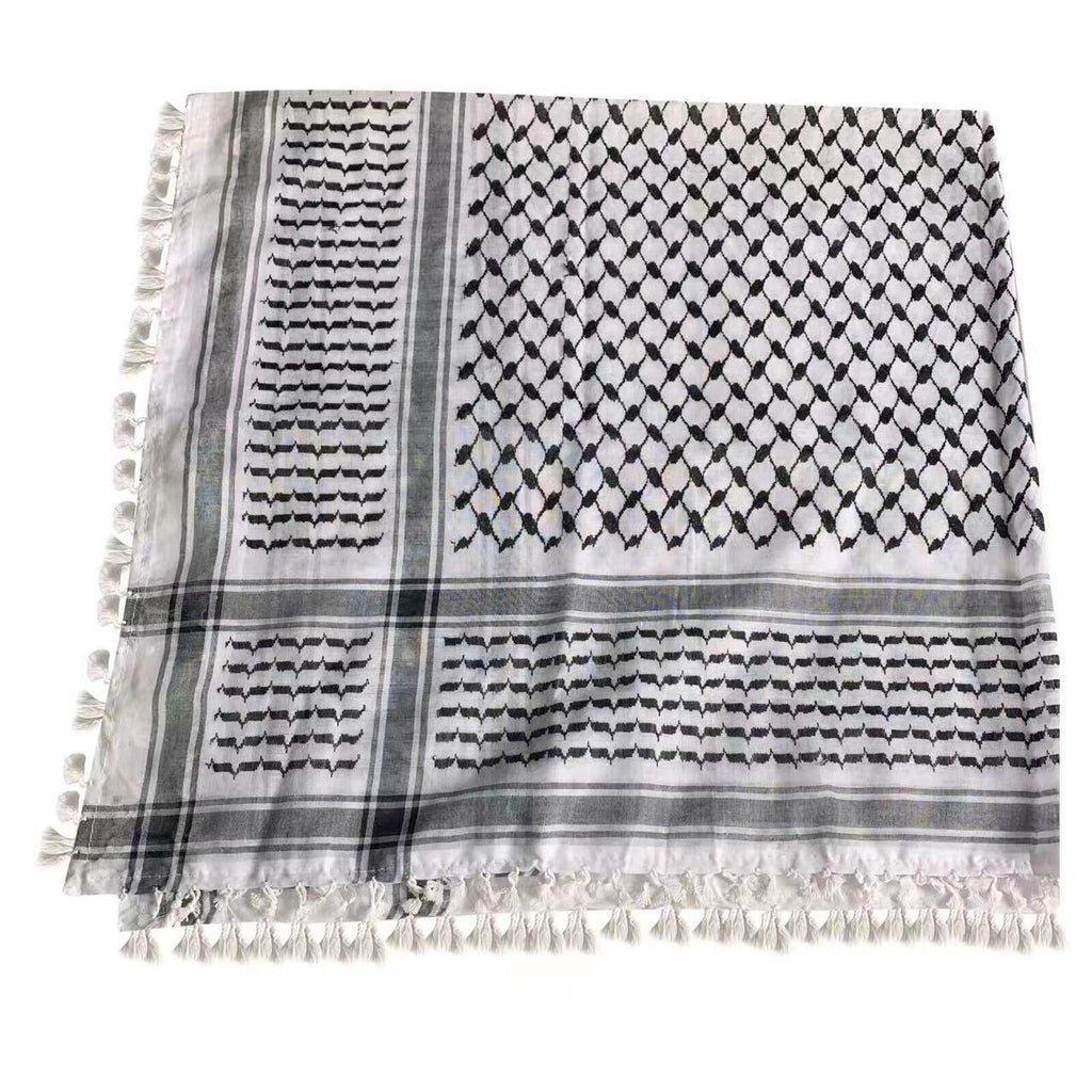 MH052 Four-Sided Fringed  Keffiyeh Square Hijab - SJB-DIAMOND ELITES