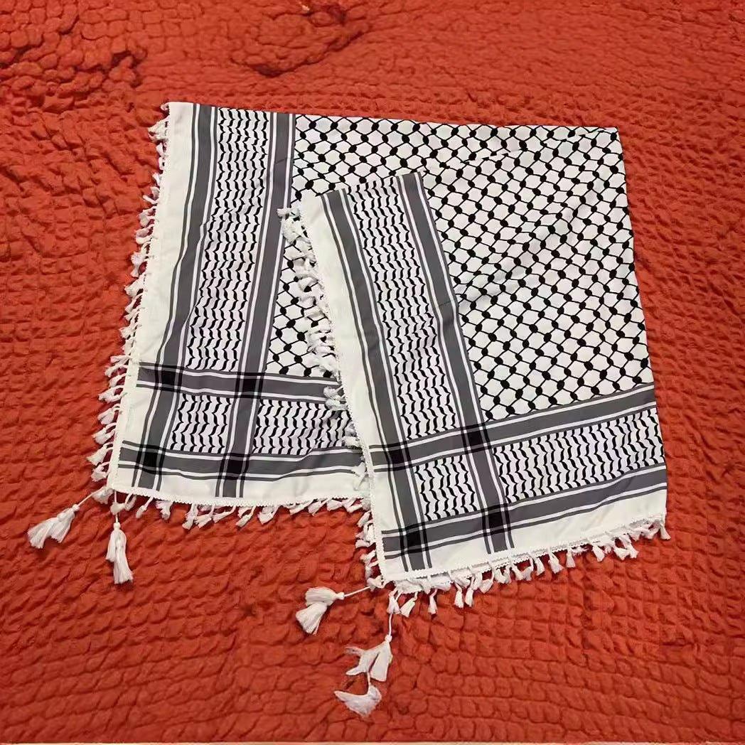 MH052 Four-Sided Fringed  Keffiyeh Square Hijab - SJB-DIAMOND ELITES