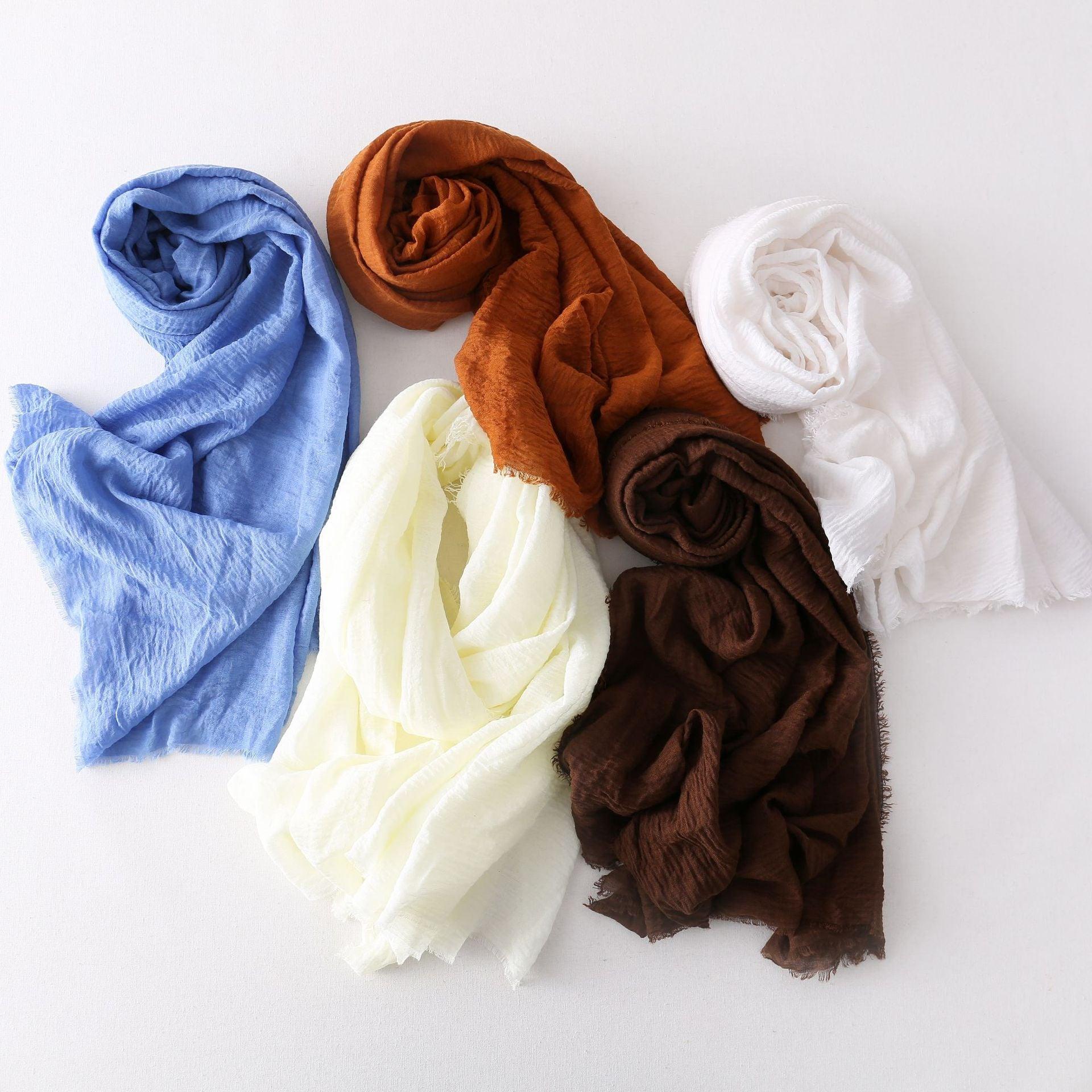 MH055 Encrypted Bubble Wrinkle Solid Color Hijab - SJB-DIAMOND ELITES