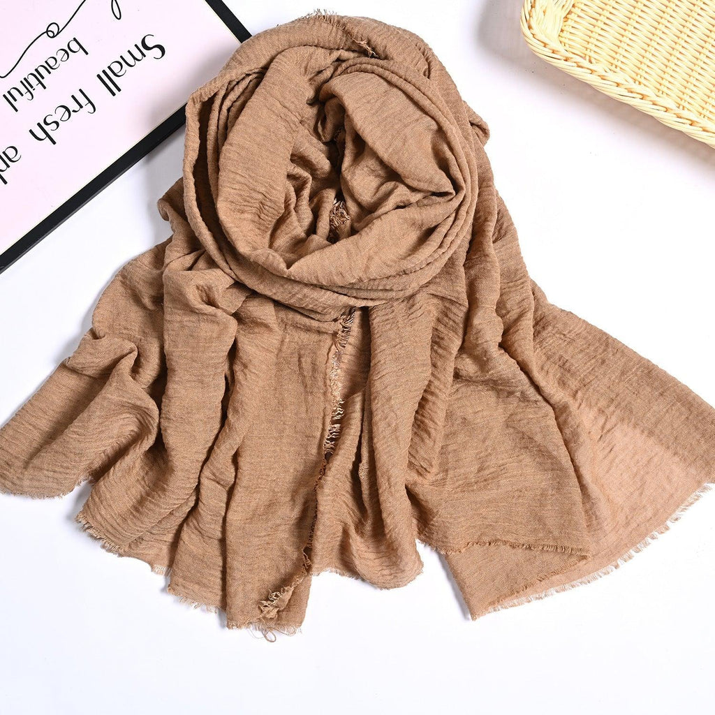 MH055 Encrypted Bubble Wrinkle Solid Color Hijab - SJB-DIAMOND ELITES