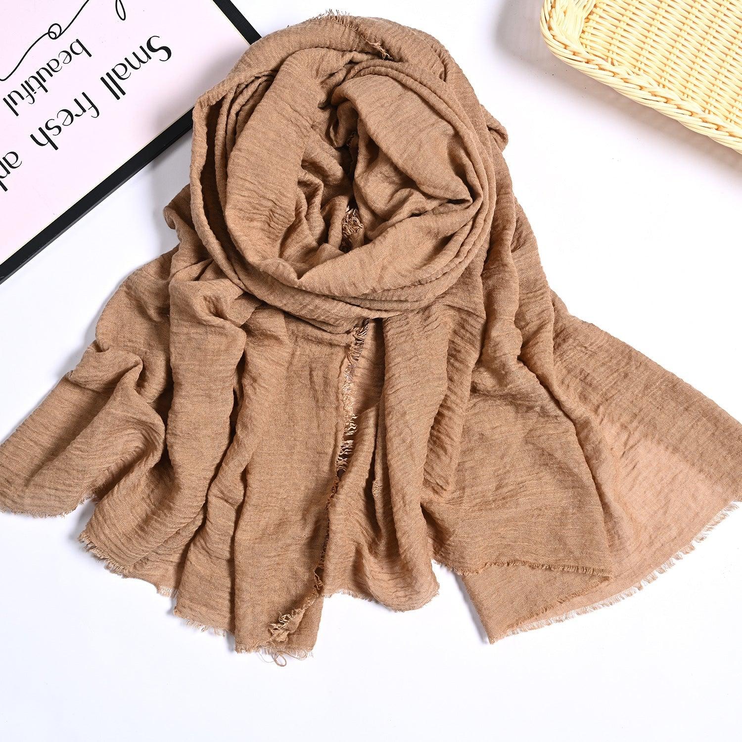 MH055 Encrypted Bubble Wrinkle Solid Color Hijab - SJB-DIAMOND ELITES