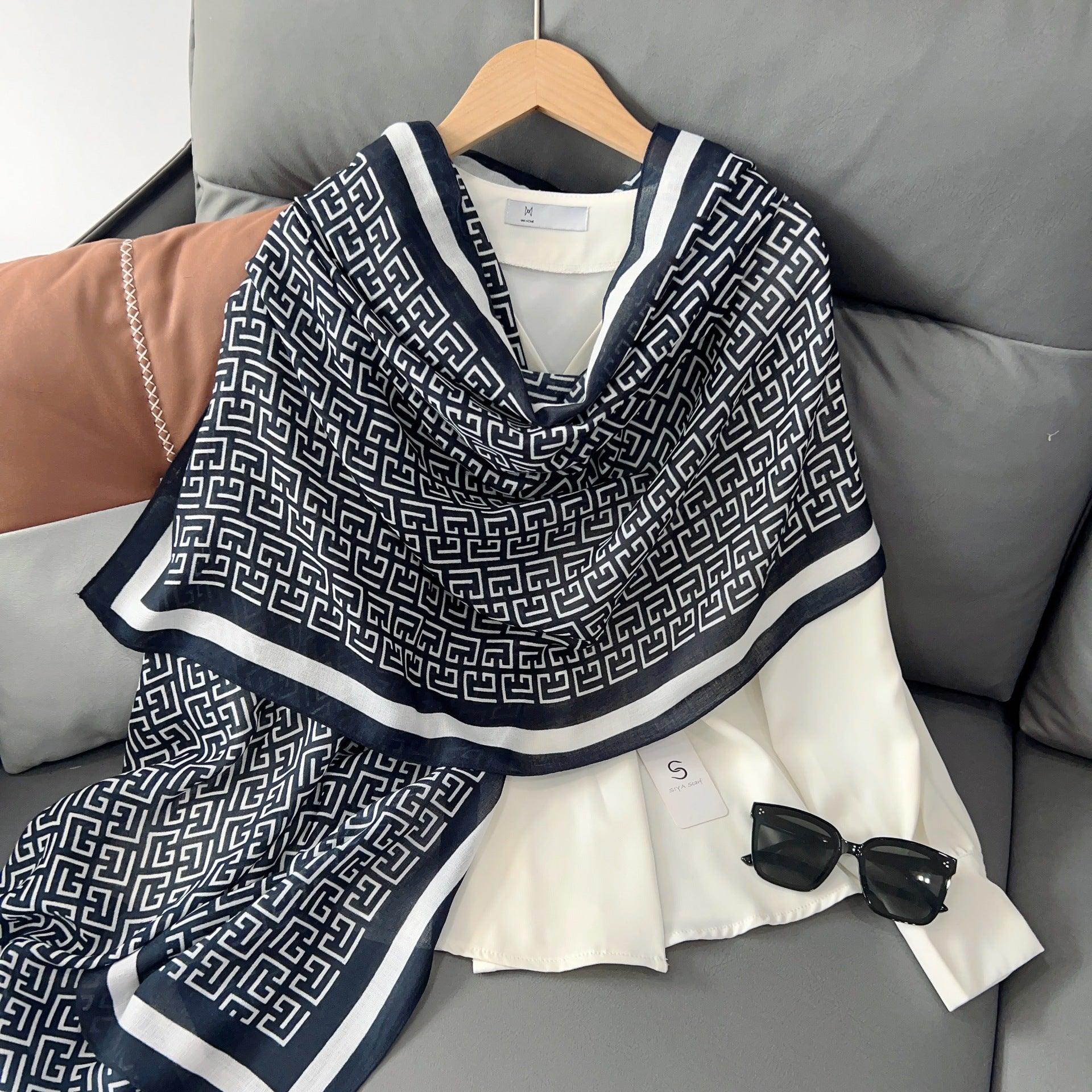 MH057 Lettered Rayon And Linen Hijab - SJB-DIAMOND ELITES