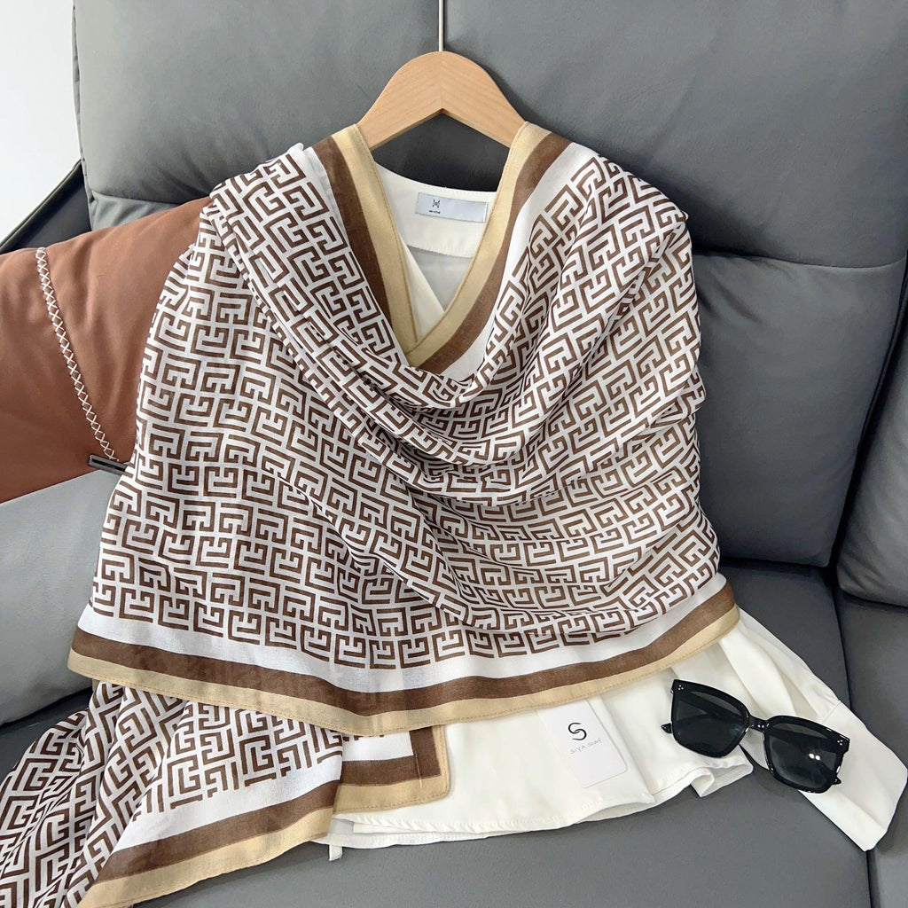 MH057 Lettered Rayon And Linen Hijab - SJB-DIAMOND ELITES