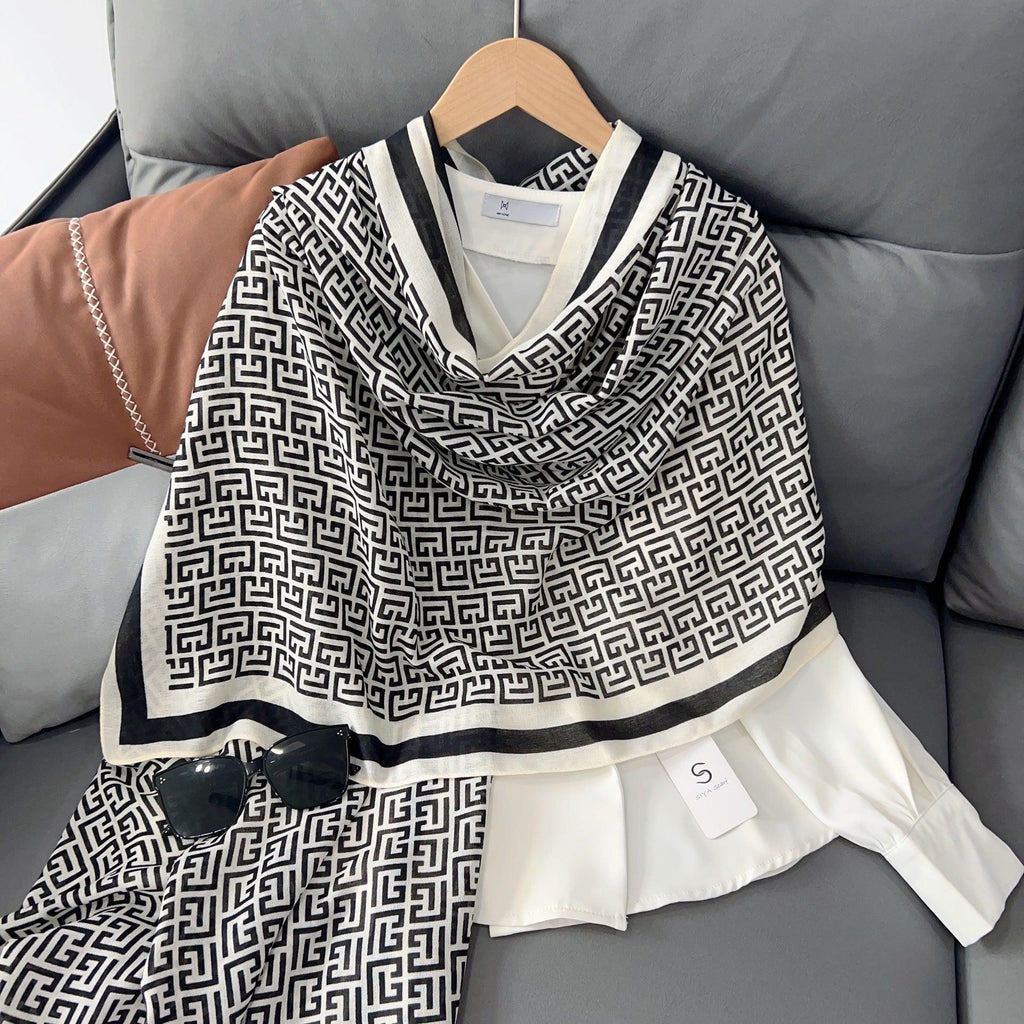 MH057 Lettered Rayon And Linen Hijab - SJB-DIAMOND ELITES