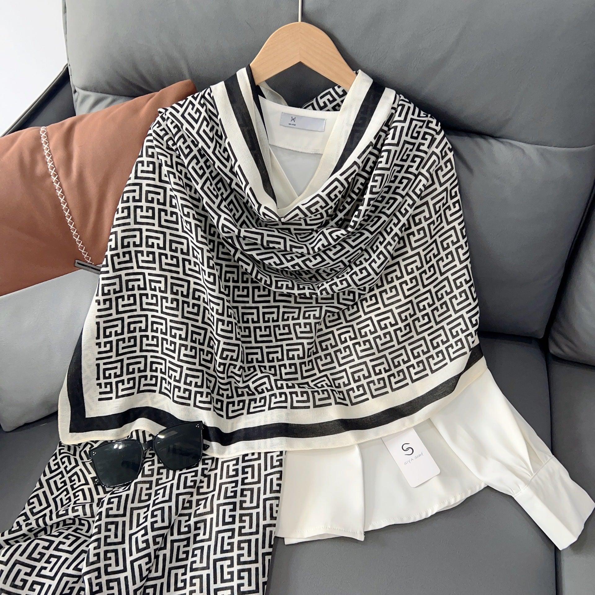 MH057 Lettered Rayon And Linen Hijab - SJB-DIAMOND ELITES