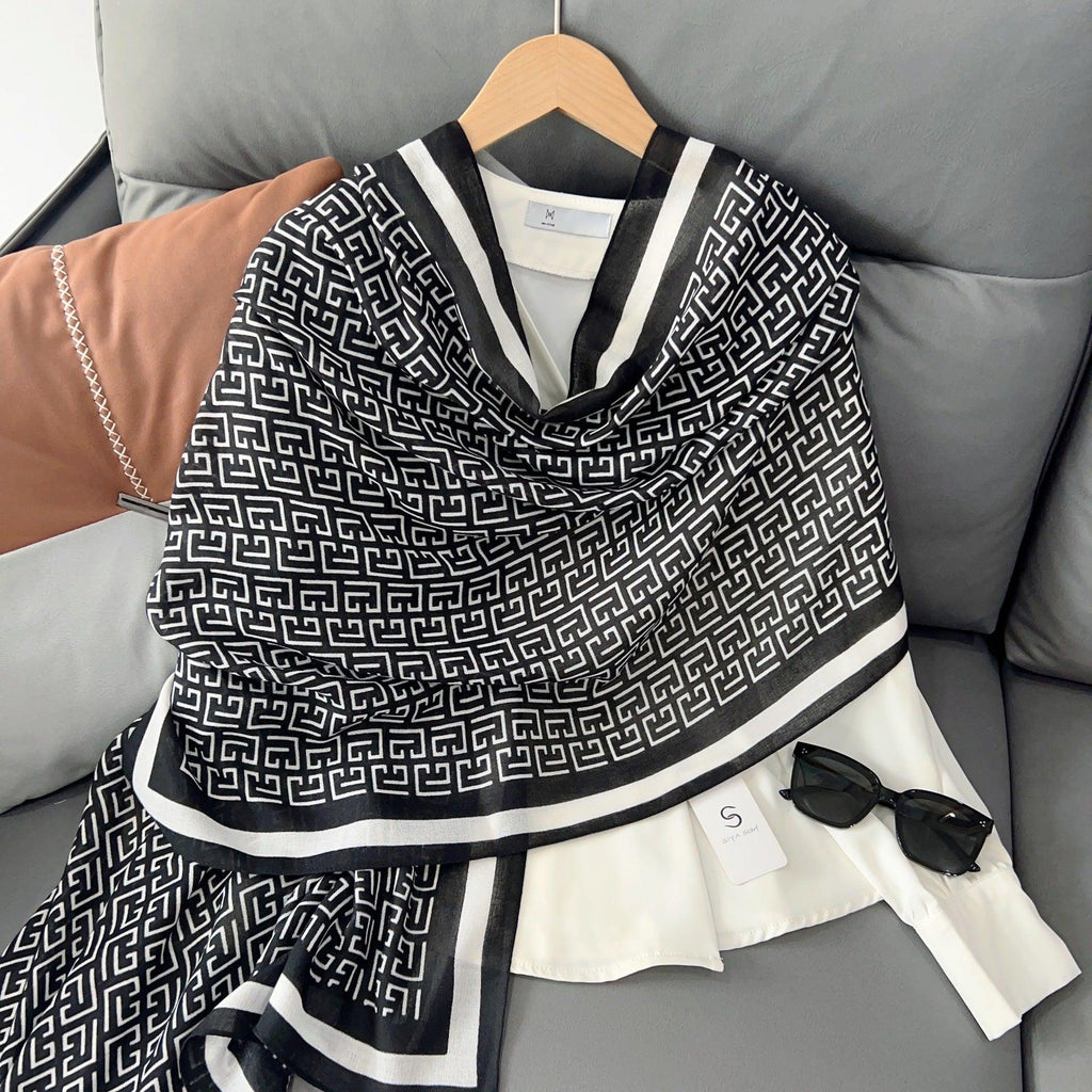 MH057 Lettered Rayon And Linen Hijab - SJB-DIAMOND ELITES