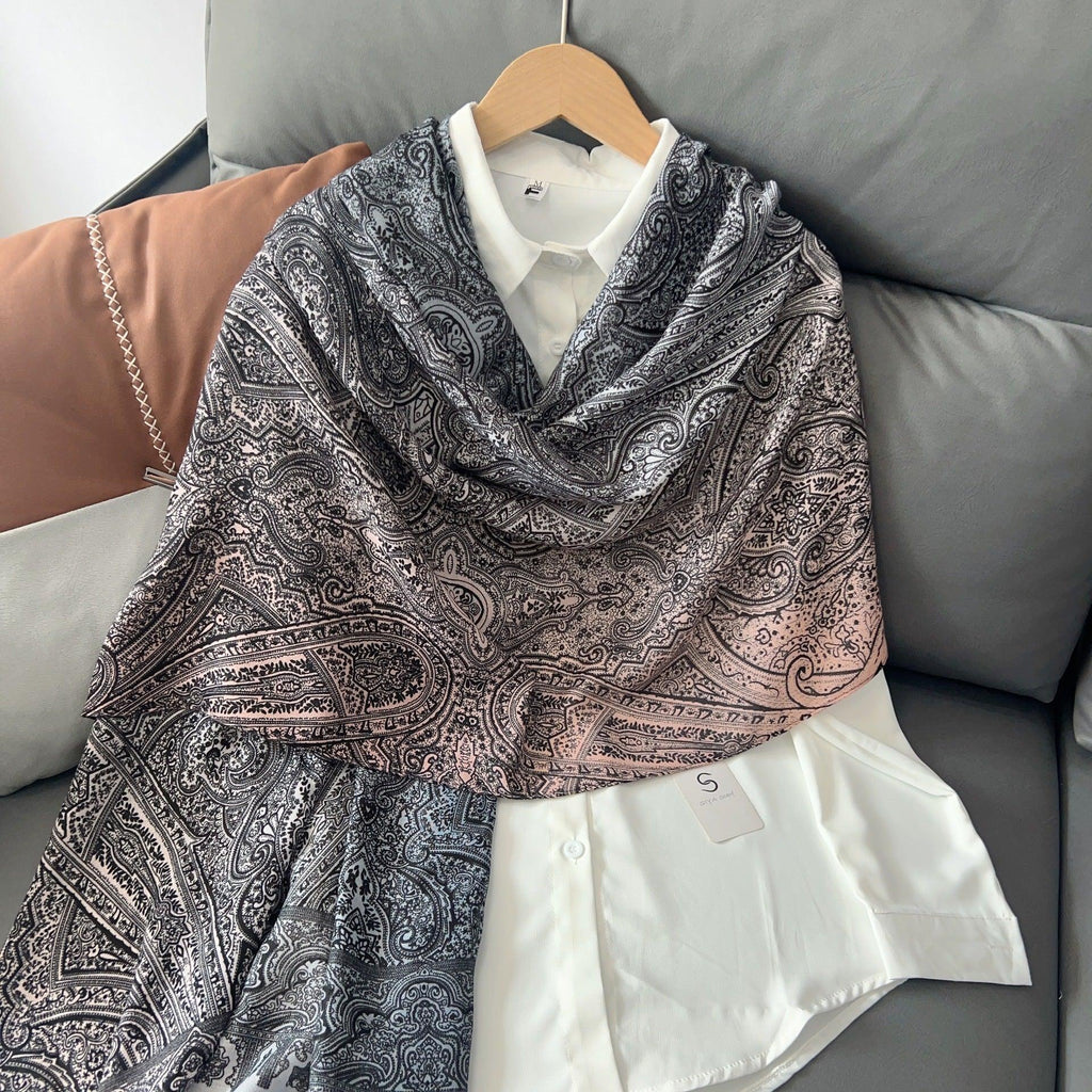 MH058 Cashew Printed Cotton And Linen Thin Hijab - SJB-DIAMOND ELITES
