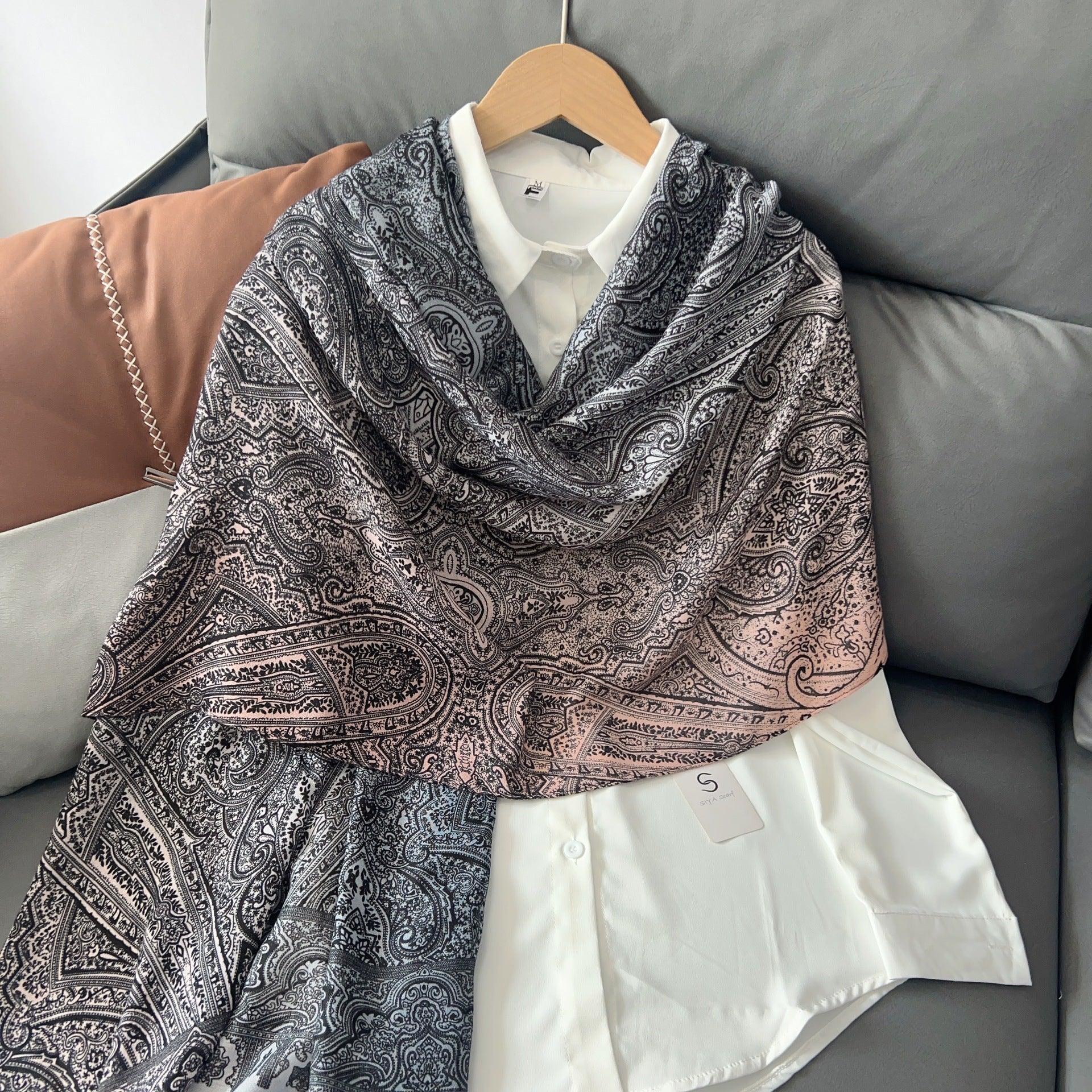 MH058 Cashew Printed Cotton And Linen Thin Hijab - SJB-DIAMOND ELITES