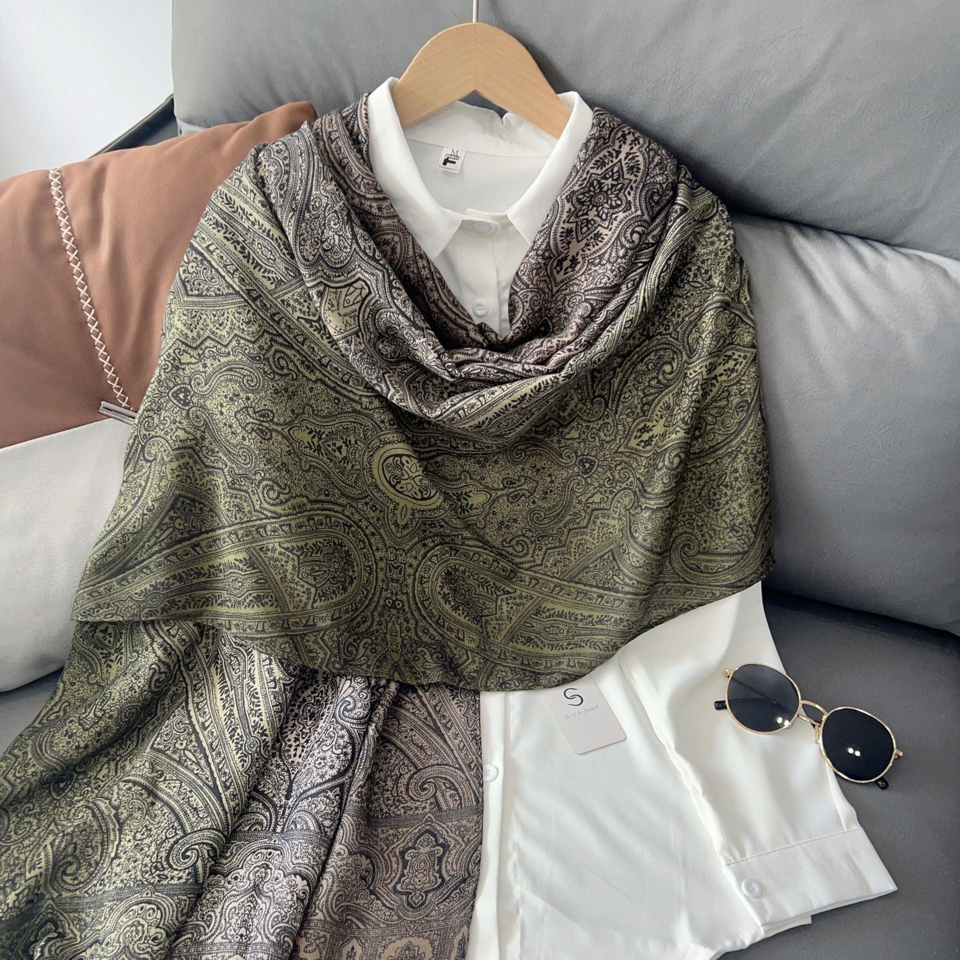 MH058 Cashew Printed Cotton And Linen Thin Hijab - SJB-DIAMOND ELITES