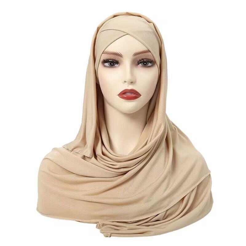 MH059 Solid Color Single Layer Cross Stretch Hijab - SJB-DIAMOND ELITES