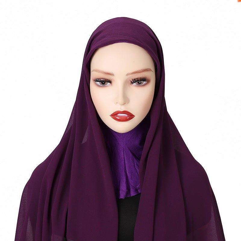 MH061 Pearl Chiffon One-Piece Bottom Hat Hijab - SJB-DIAMOND ELITES
