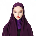 MH061 Pearl Chiffon One-Piece Bottom Hat Hijab - SJB-DIAMOND ELITES
