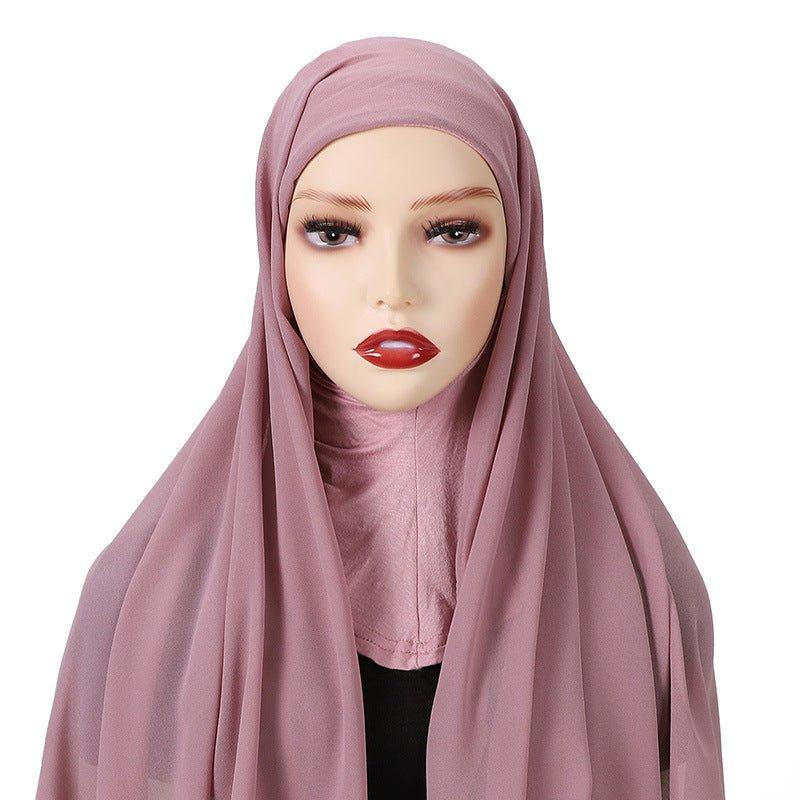 MH061 Pearl Chiffon One-Piece Bottom Hat Hijab - SJB-DIAMOND ELITES