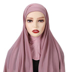 MH061 Pearl Chiffon One-Piece Bottom Hat Hijab - SJB-DIAMOND ELITES