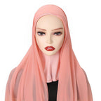 MH061 Pearl Chiffon One-Piece Bottom Hat Hijab - SJB-DIAMOND ELITES