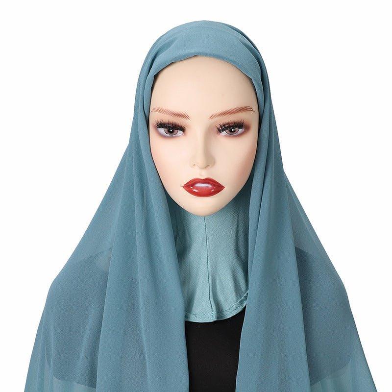 MH061 Pearl Chiffon One-Piece Bottom Hat Hijab - SJB-DIAMOND ELITES