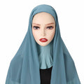 MH061 Pearl Chiffon One-Piece Bottom Hat Hijab - SJB-DIAMOND ELITES