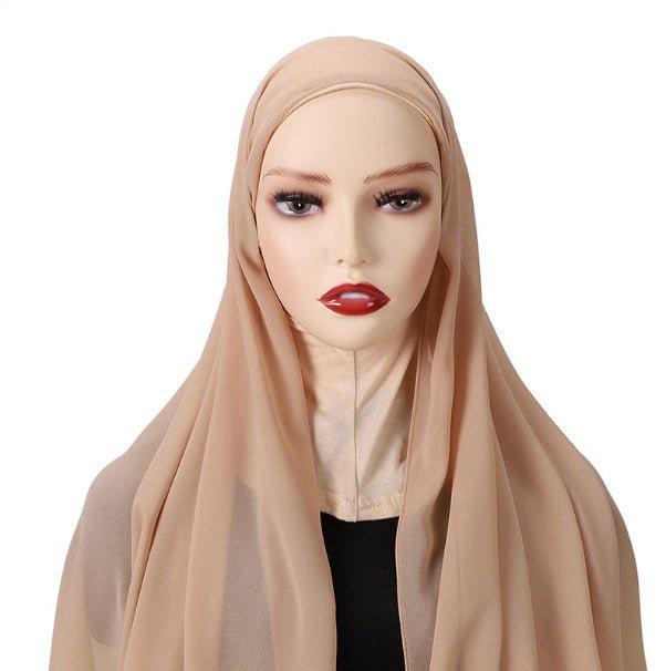 MH061 Pearl Chiffon One-Piece Bottom Hat Hijab - SJB-DIAMOND ELITES