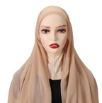 MH061 Pearl Chiffon One-Piece Bottom Hat Hijab - SJB-DIAMOND ELITES