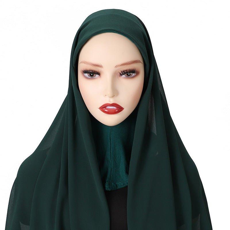 MH061 Pearl Chiffon One-Piece Bottom Hat Hijab - SJB-DIAMOND ELITES