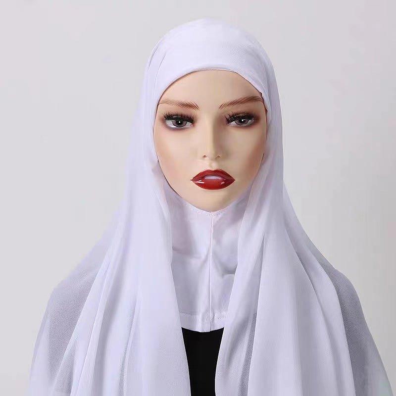MH061 Pearl Chiffon One-Piece Bottom Hat Hijab - SJB-DIAMOND ELITES