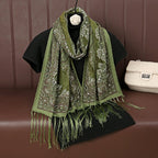 MH070 Fresh Floral Pattern With Tassels Polyester Hijab
