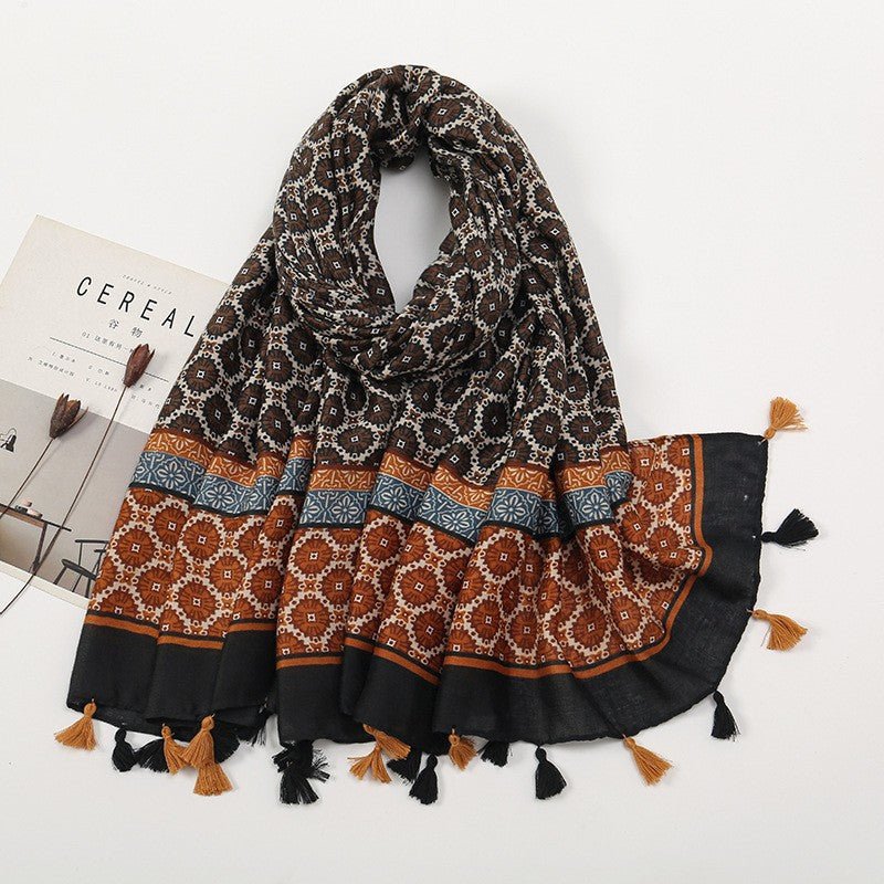 MH071 Cotton And Linen Printed Hijab