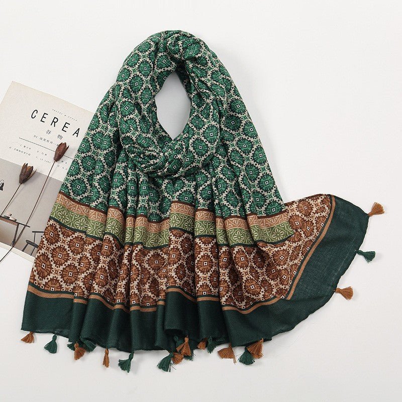 MH071 Cotton And Linen Printed Hijab