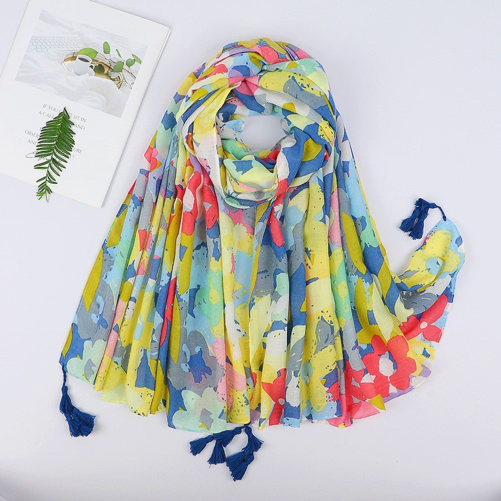 MH071 Cotton And Linen Printed Hijab