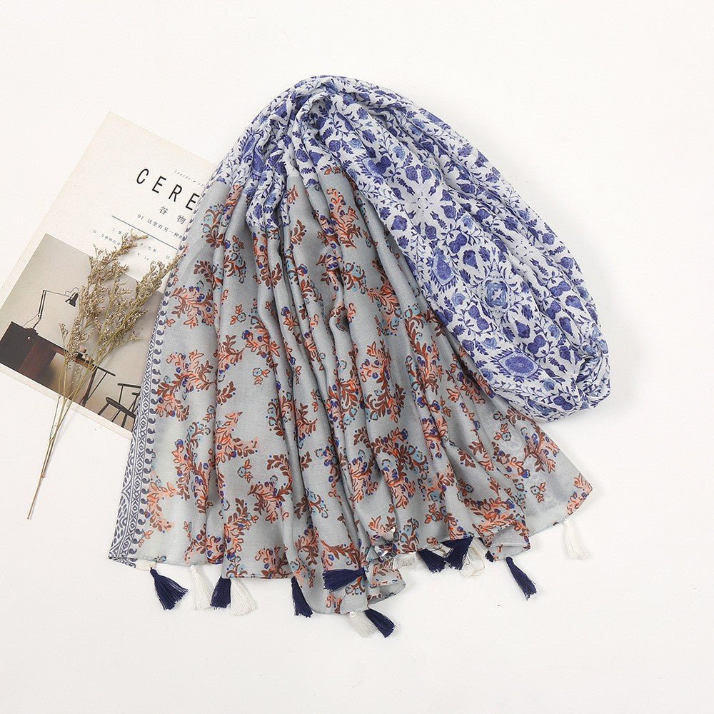 MH071 Cotton And Linen Printed Hijab
