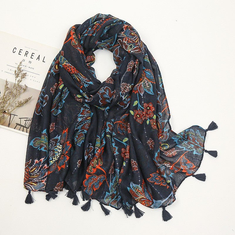 MH071 Cotton And Linen Printed Hijab