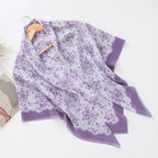 MH072 Square Floral Print Wavy Cut-off Voile Hijab