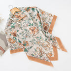 MH072 Square Floral Print Wavy Cut-off Voile Hijab