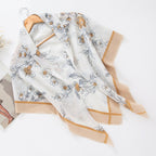 MH072 Square Floral Print Wavy Cut-off Voile Hijab