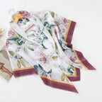 MH072 Square Floral Print Wavy Cut-off Voile Hijab