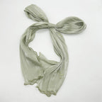 MH079 Smooth Wrinkled Silk Bow Embroidered Hijab