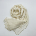 MH079 Smooth Wrinkled Silk Bow Embroidered Hijab
