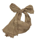 MH079 Smooth Wrinkled Silk Bow Embroidered Hijab
