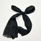 MH079 Smooth Wrinkled Silk Bow Embroidered Hijab
