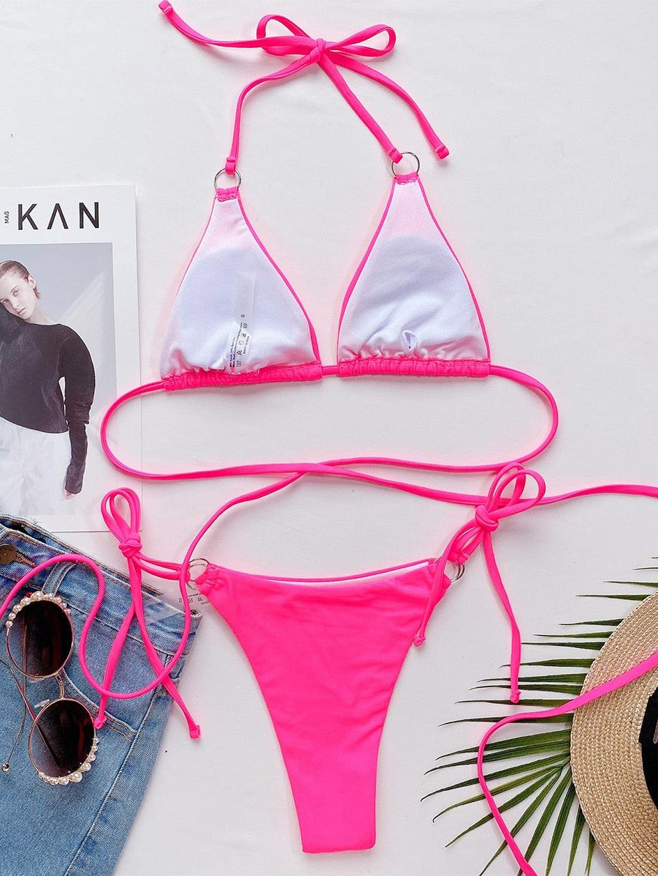 Micro Bikini Crisscross Swimwear Women's Two Piece Swimsuit Bathing Suit Bandage Woman Swimsuit Female Thong Bikinis Set 2 Piece Women Bathing Suit Beachwear Stevvex