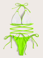 Micro Bikini Crisscross Swimwear Women's Two Piece Swimsuit Bathing Suit Bandage Woman Swimsuit Female Thong Bikinis Set 2 Piece Women Bathing Suit Beachwear Stevvex