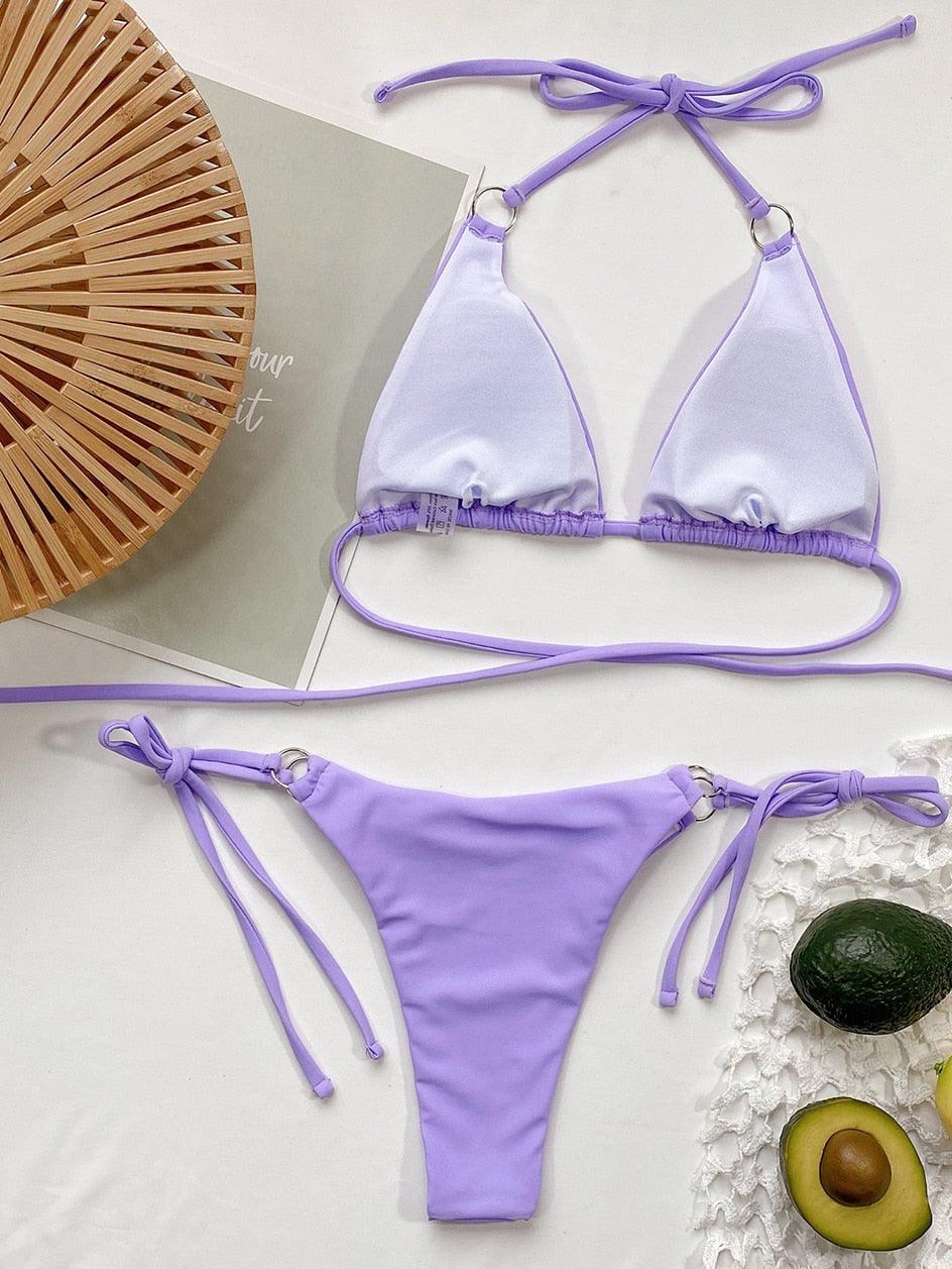 Micro Bikini Crisscross Swimwear Women's Two Piece Swimsuit Bathing Suit Bandage Woman Swimsuit Female Thong Bikinis Set 2 Piece Women Bathing Suit Beachwear Stevvex