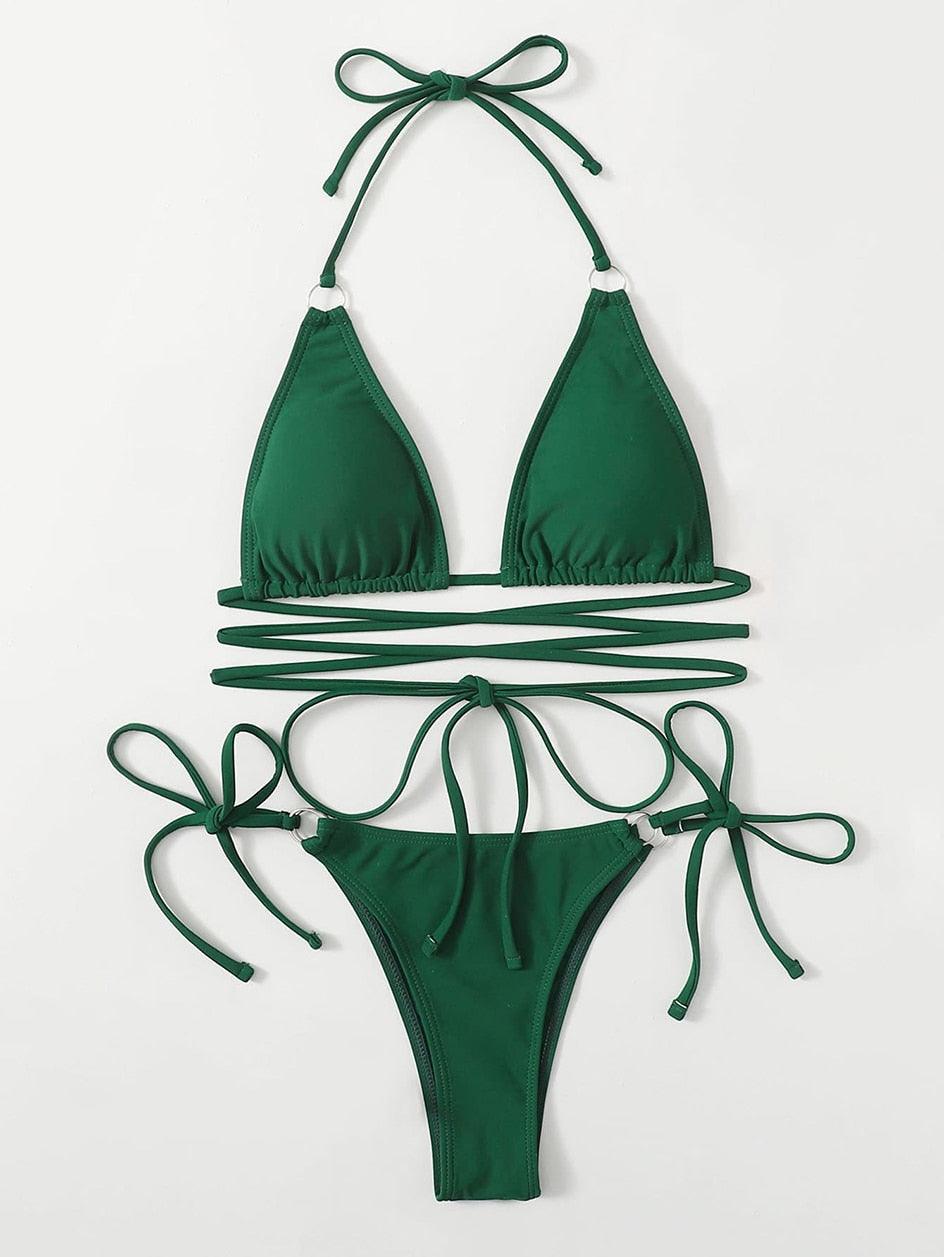 Micro Bikini Crisscross Swimwear Women's Two Piece Swimsuit Bathing Suit Bandage Woman Swimsuit Female Thong Bikinis Set 2 Piece Women Bathing Suit Beachwear Stevvex