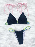 Micro Bikini Set For Women Black Blue Green Pink String Swimwear Women's Halter String Triangle Bikini Set Charming Swimwear Two Piece Swimsuit Women's Swimsuit Push Up Bathers Bathing Suit Bikinis Stevvex