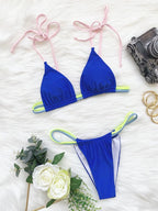 Micro Bikini Set For Women Black Blue Green Pink String Swimwear Women's Halter String Triangle Bikini Set Charming Swimwear Two Piece Swimsuit Women's Swimsuit Push Up Bathers Bathing Suit Bikinis Stevvex