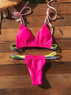 Micro Bikini Set For Women Black Blue Green Pink String Swimwear Women's Halter String Triangle Bikini Set Charming Swimwear Two Piece Swimsuit Women's Swimsuit Push Up Bathers Bathing Suit Bikinis Stevvex