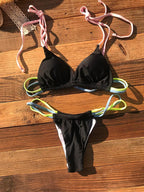 Micro Bikini Set For Women Black Blue Green Pink String Swimwear Women's Halter String Triangle Bikini Set Charming Swimwear Two Piece Swimsuit Women's Swimsuit Push Up Bathers Bathing Suit Bikinis Stevvex