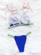 Micro Bikini Set For Women Black Blue Green Pink String Swimwear Women's Halter String Triangle Bikini Set Charming Swimwear Two Piece Swimsuit Women's Swimsuit Push Up Bathers Bathing Suit Bikinis Stevvex