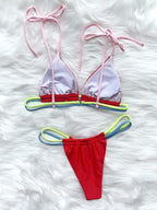 Micro Bikini Set For Women Black Blue Green Pink String Swimwear Women's Halter String Triangle Bikini Set Charming Swimwear Two Piece Swimsuit Women's Swimsuit Push Up Bathers Bathing Suit Bikinis Stevvex