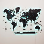 3D LED / LUMINOUS Wooden World Map 3.0 Midnight - SJB-DIAMOND ELITES